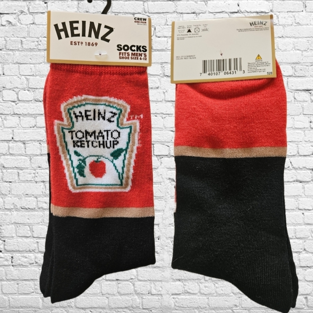 NWT/Heinz Ketchup - Mens Crew Folded (Crazy Socks)